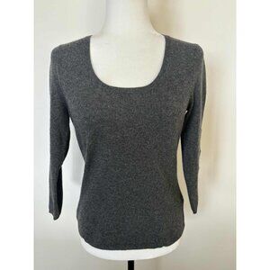 IN CASHMERE Sweater Size Small Gray Grey 100% Cashmere 3/4 Sleeves